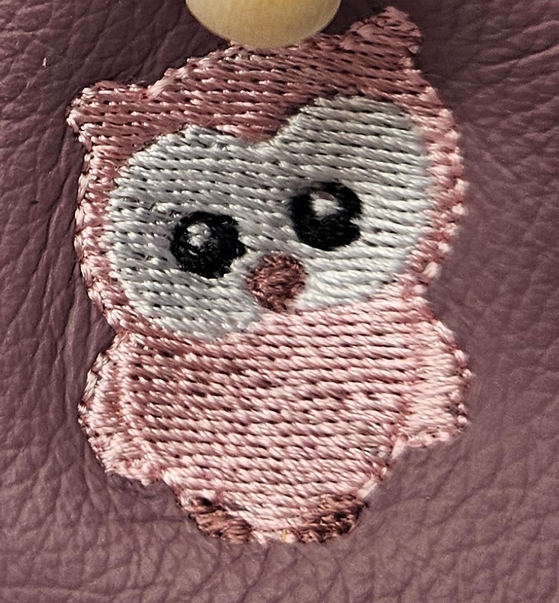 LeLa - Eule gestickt rosa auf mauve