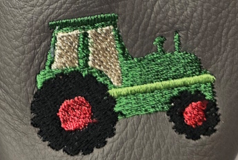 LeLa - Traktor gestickt auf grau